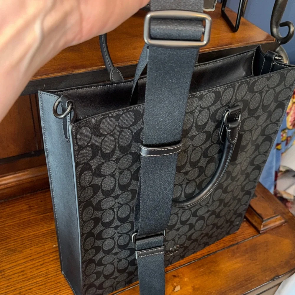 Coach Black/Dark Gray Signature Men's Laptop bag